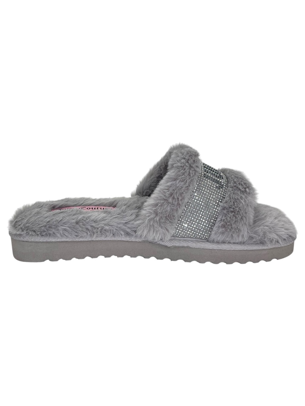 Juicy Couture Halo Grey Faux Fur Womens Sandals Size 10M - Picture 5 of 12